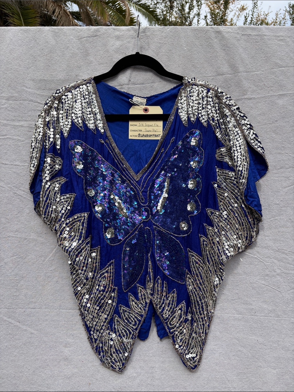 Beaded Sequin Butterfly Top - Royal Blue